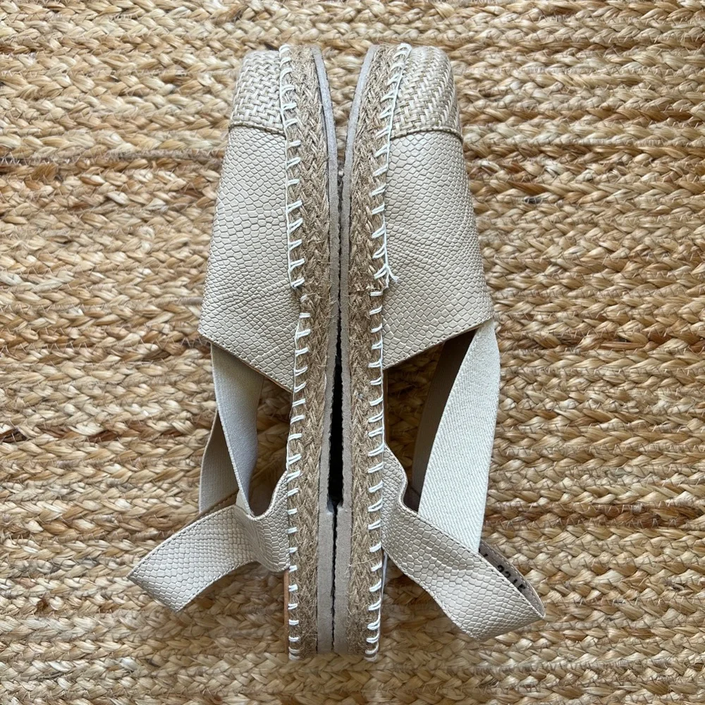 New off white neutral espadrilles cream woven slip on summer sandal flats 9 9.5